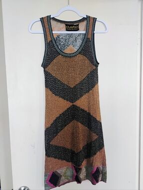 Custo Barcelona Metallic Chevron Midi Dress. Worn Once! Offers Welcome!